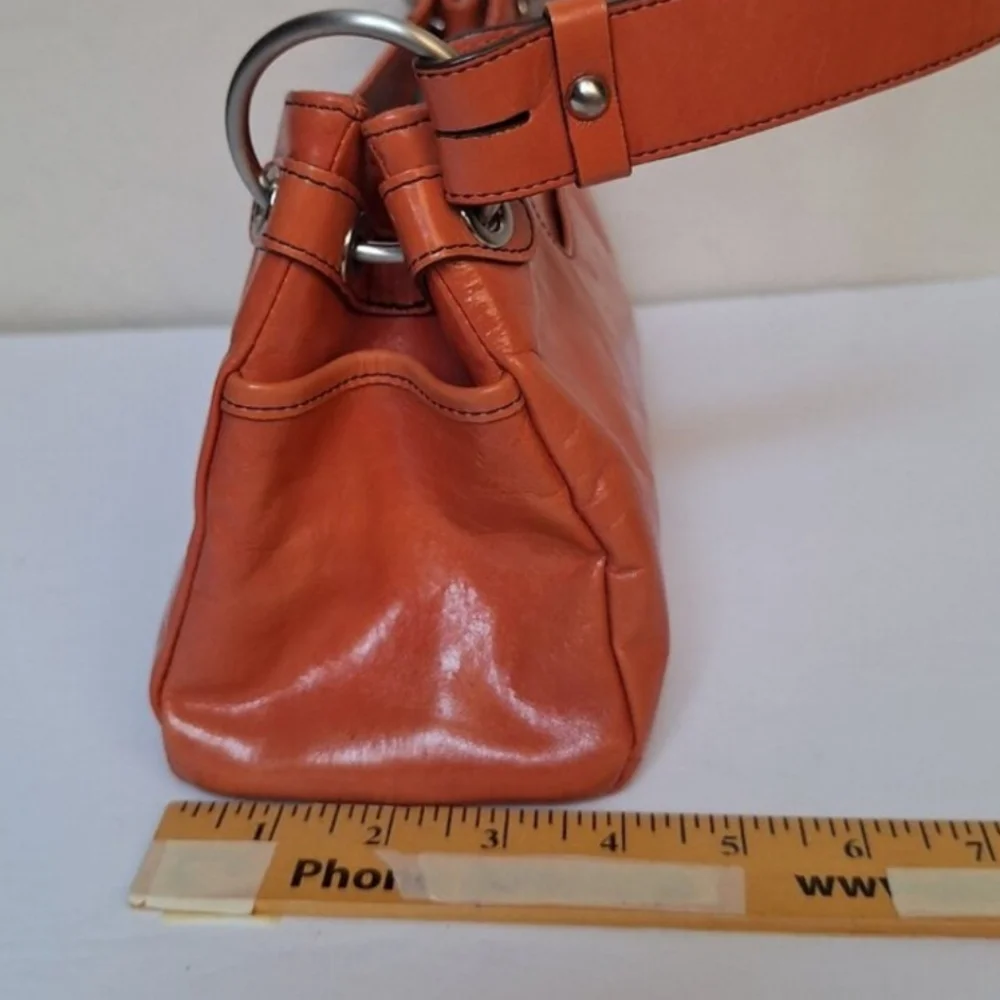 Vintage Kenneth Cole Leather Shoulder Bag Baguette Wide Strap Coral Pink